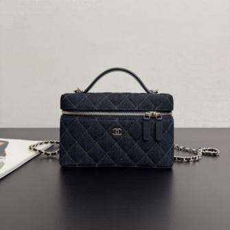 CHANEL 샤넬 데님 코스메틱 케이스 베니티백