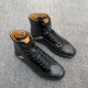 BALLY 발리 멘즈 카프레더 하이탑 트레이너 인 블랙