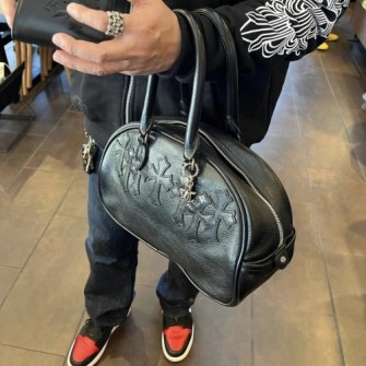CHROME HEARTS 크롬하츠 Cemetery 세메터리 크로스패치 짐백 볼링백 32cm (925실버) #K676-1